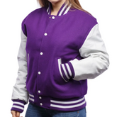 Women Purple White Varsity Jacket